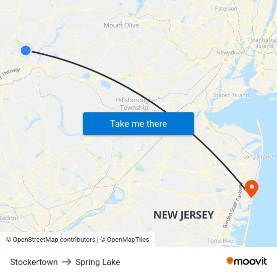 Stockertown to Spring Lake map