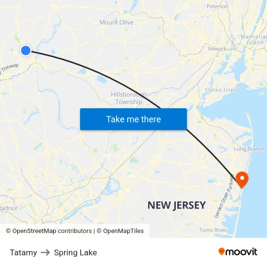 Tatamy to Spring Lake map