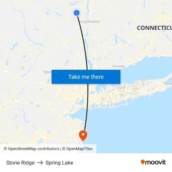 Stone Ridge to Spring Lake map