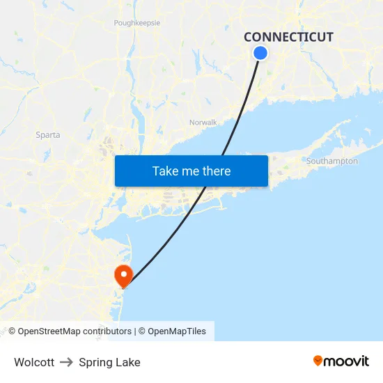 Wolcott to Spring Lake map