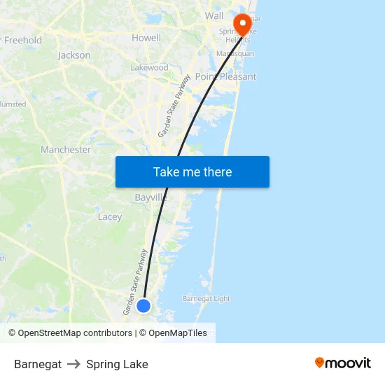 Barnegat to Spring Lake map