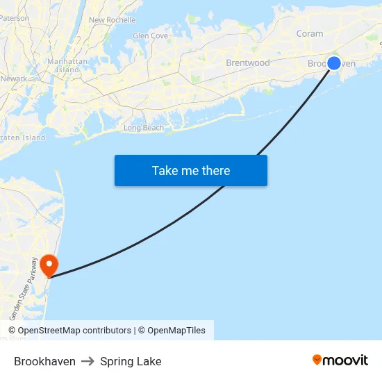 Brookhaven to Spring Lake map