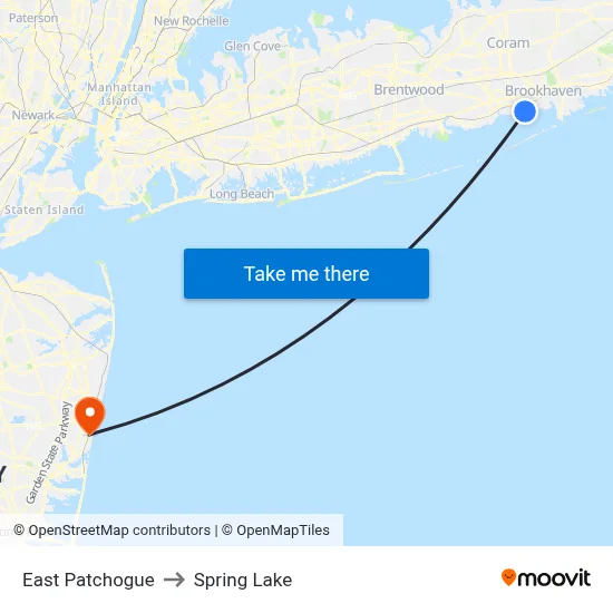 East Patchogue to Spring Lake map