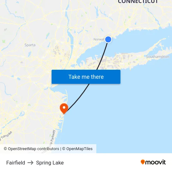 Fairfield to Spring Lake map