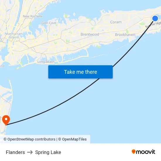 Flanders to Spring Lake map