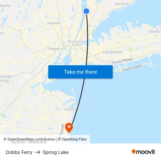 Dobbs Ferry to Spring Lake map