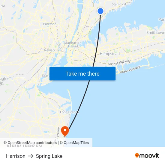 Harrison to Spring Lake map