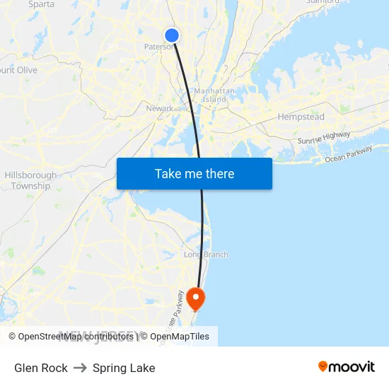Glen Rock to Spring Lake map