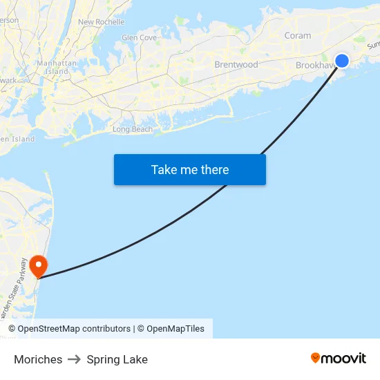 Moriches to Spring Lake map