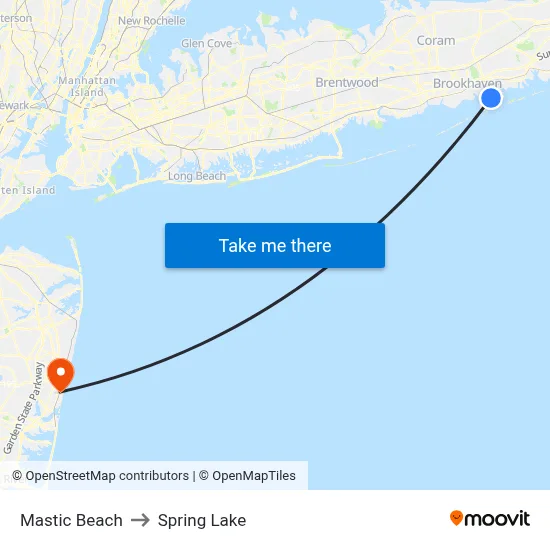 Mastic Beach to Spring Lake map