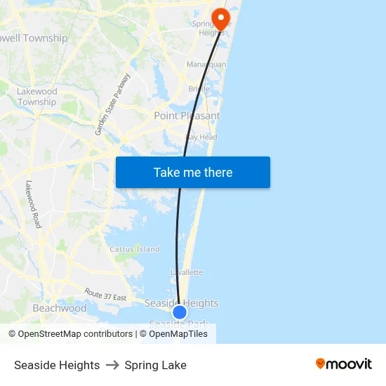 Seaside Heights to Spring Lake map