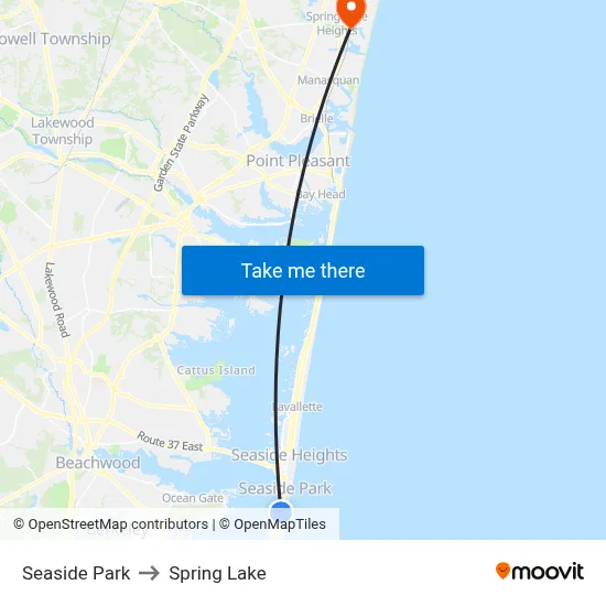 Seaside Park to Spring Lake map