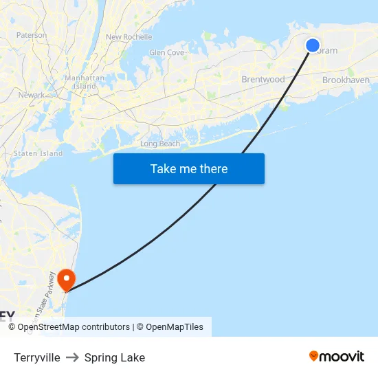 Terryville to Spring Lake map