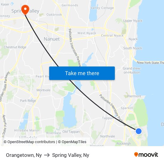 Orangetown, Ny to Spring Valley, Ny map