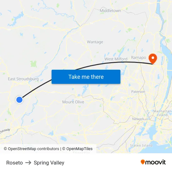 Roseto to Spring Valley map
