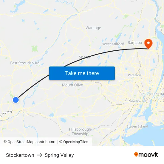 Stockertown to Spring Valley map