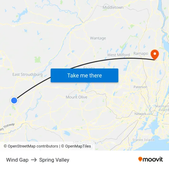 Wind Gap to Spring Valley map