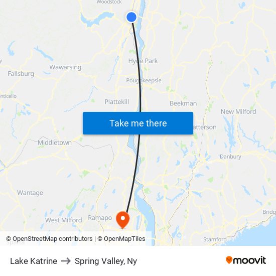 Lake Katrine to Spring Valley, Ny map