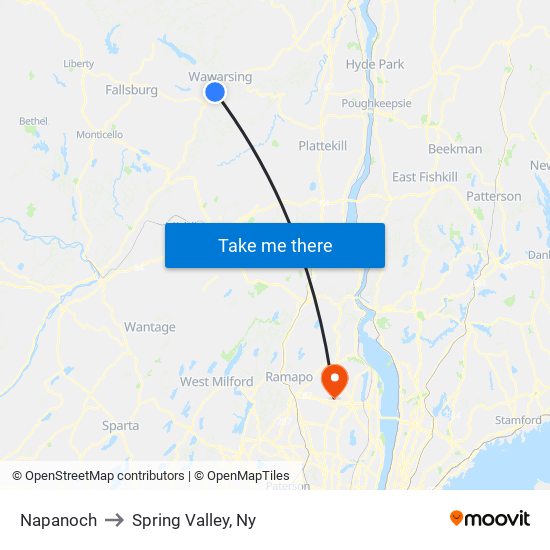 Napanoch to Spring Valley, Ny map
