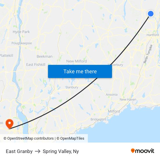East Granby to Spring Valley, Ny map