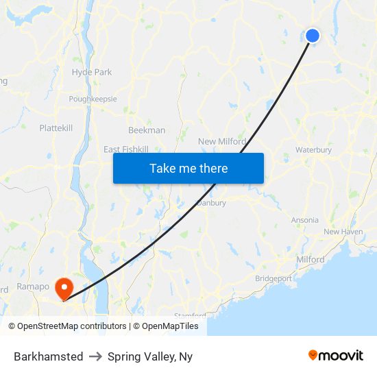 Barkhamsted to Spring Valley, Ny map