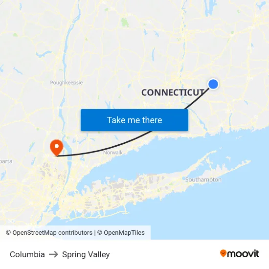Columbia to Spring Valley map