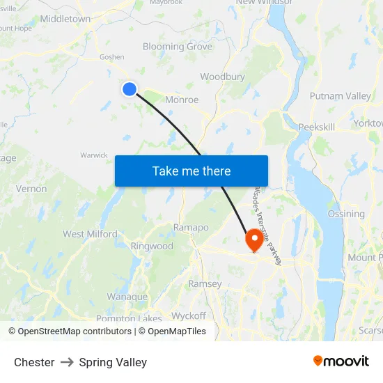 Chester to Spring Valley map