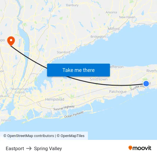 Eastport to Spring Valley map