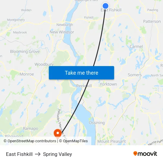 East Fishkill to Spring Valley map