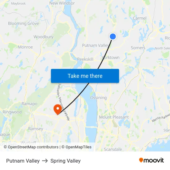 Putnam Valley to Spring Valley map
