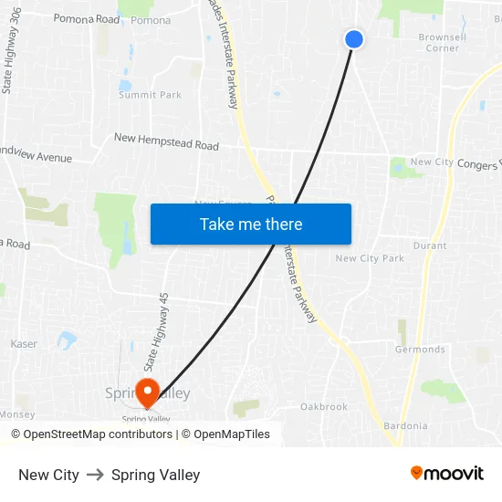 New City to Spring Valley map