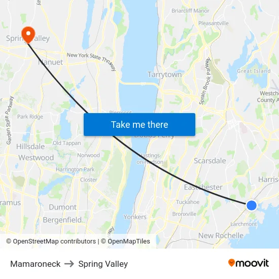 Mamaroneck to Spring Valley map