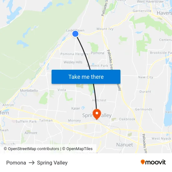 Pomona to Spring Valley map