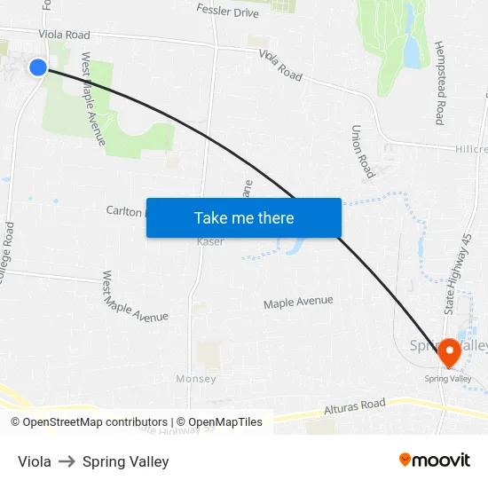 Viola to Spring Valley map