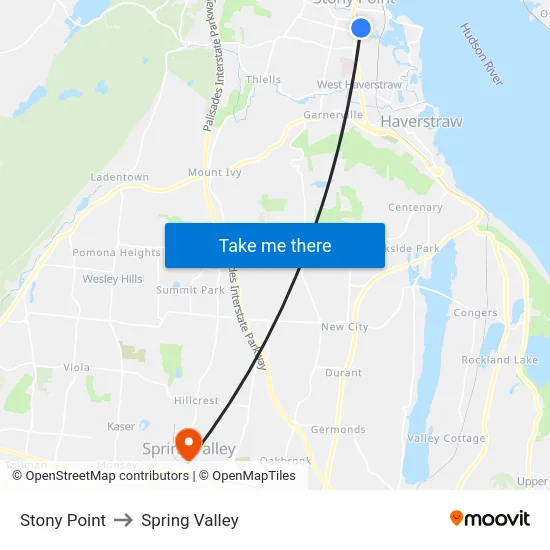 Stony Point to Spring Valley map