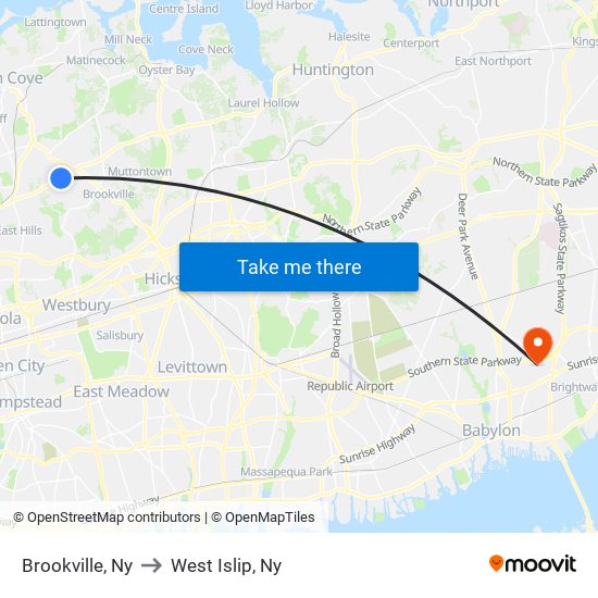 Brookville, Ny to West Islip, Ny map