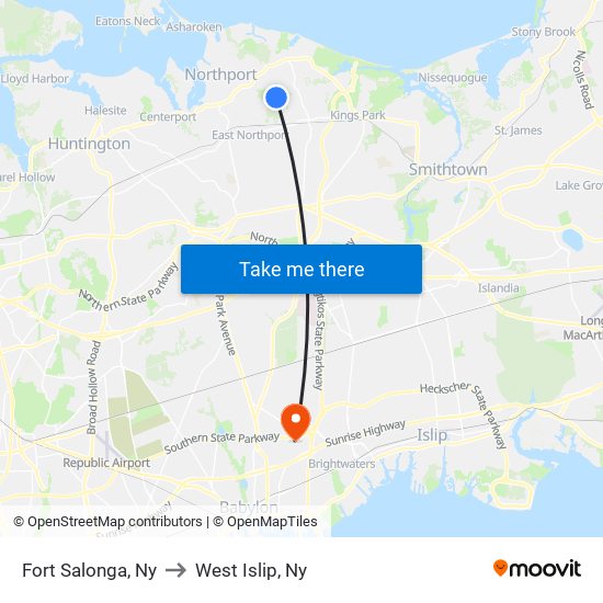 Fort Salonga, Ny to West Islip, Ny map