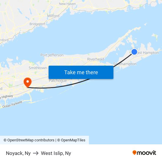 Noyack, Ny to West Islip, Ny map