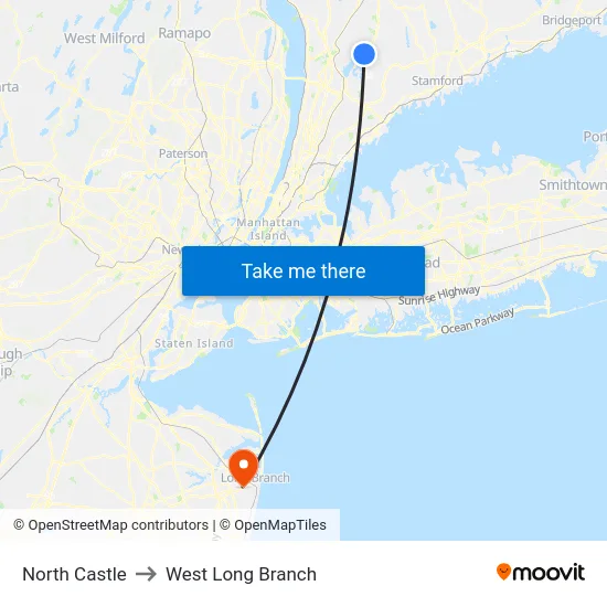 North Castle to West Long Branch map
