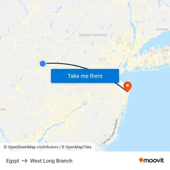 Egypt to West Long Branch map