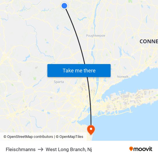 Fleischmanns to West Long Branch, Nj map