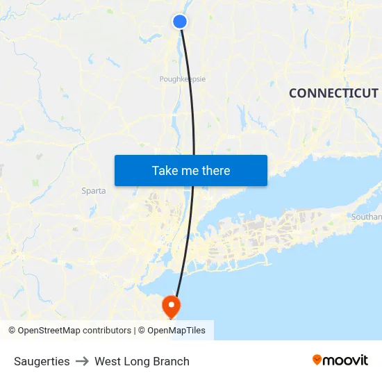 Saugerties to West Long Branch map