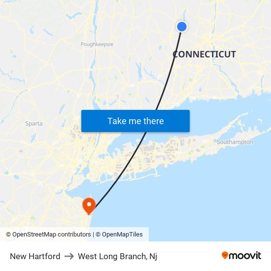 New Hartford to West Long Branch, Nj map