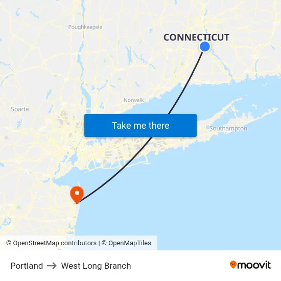 Portland to West Long Branch map