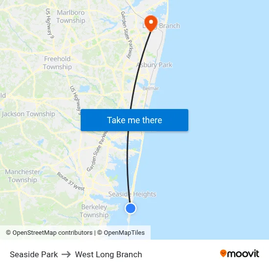 Seaside Park to West Long Branch map