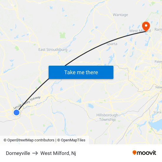 Dorneyville to West Milford, Nj map