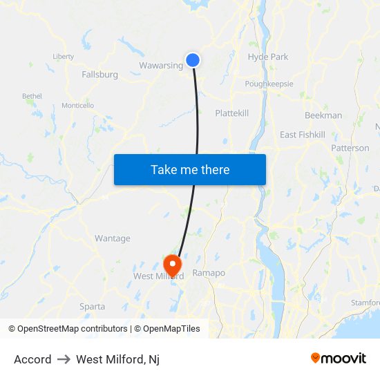 Accord to West Milford, Nj map