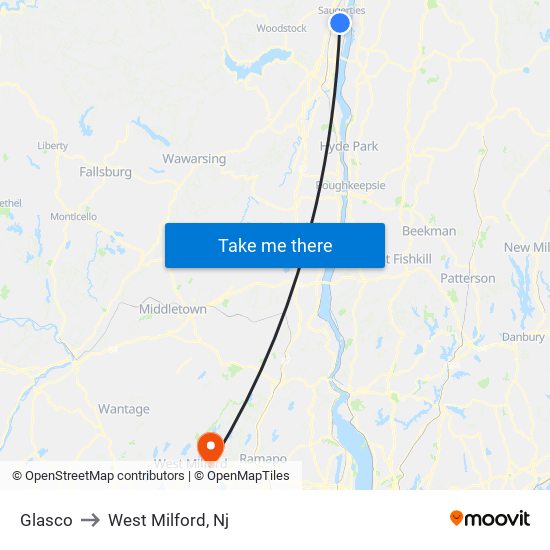 Glasco to West Milford, Nj map