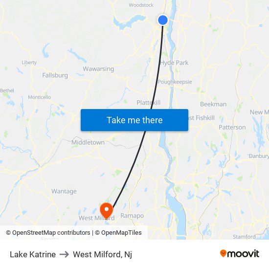 Lake Katrine to West Milford, Nj map