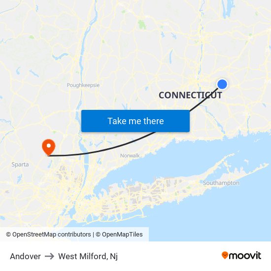 Andover to West Milford, Nj map